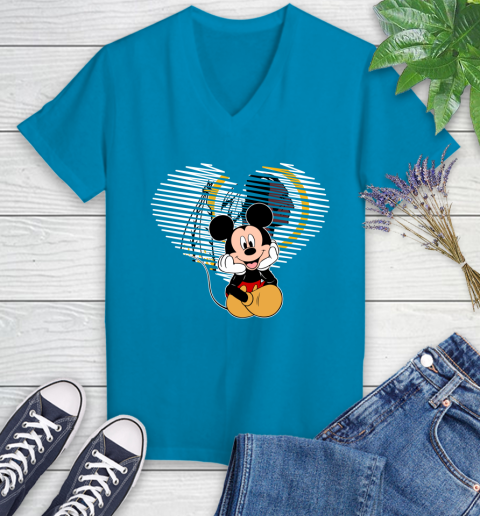 NFL Washington Redskins The Heart Mickey Mouse Disney Football T Shirt_000 Women's V-Neck T-Shirt 7