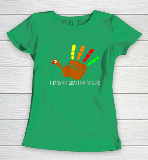 Thanksgiving Shirt Turkey Hand Print Funny Thanksgiving Day Women's T-Shirt 4
