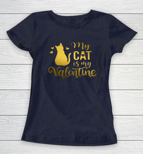 My Cat Is My Valentine Kitten Lover Heart Valentines Day Women's T-Shirt 2