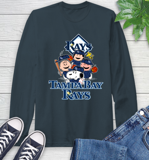 MLB Tampa Bay Rays Snoopy Charlie Brown Woodstock The Peanuts Movie Baseball T Shirt Long Sleeve T-Shirt 9