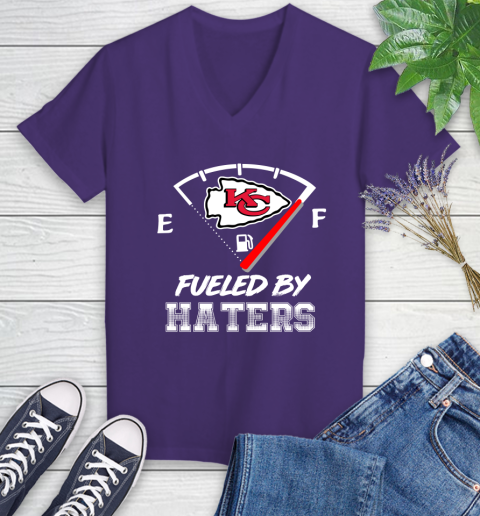 Kansas City Chiefs NFL Football Fueled By Haters Sports Women's V-Neck T-Shirt 3