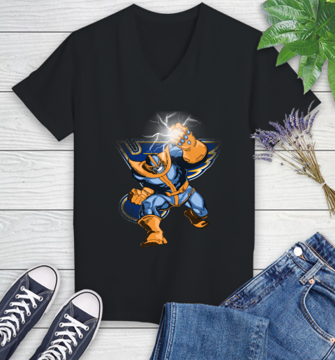 St.Louis Blues NHL Hockey Thanos Avengers Infinity War Marvel Women's V-Neck T-Shirt