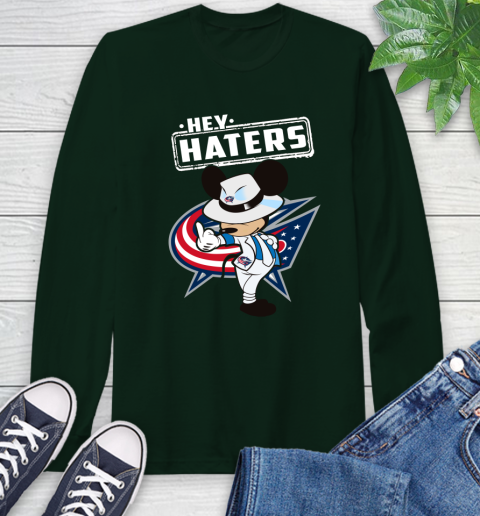 NHL Hey Haters Mickey Hockey Sports Columbus Blue Jackets Long Sleeve T-Shirt 7