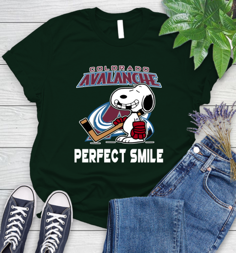 NHL Colorado Avalanche Snoopy Perfect Smile The Peanuts Movie Hockey T Shirt Women's T-Shirt 6