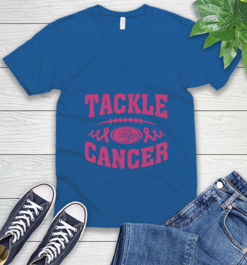 San Francisco 49ers Tackle Breast Cancer V-Neck T-Shirt 6