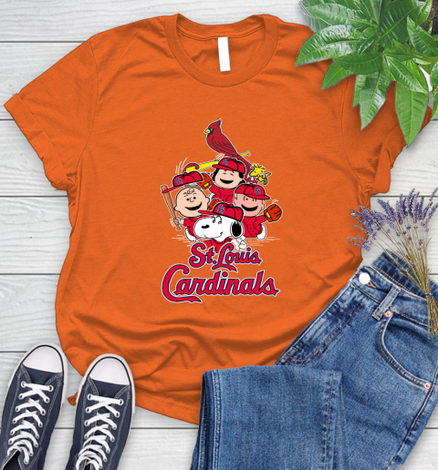 MLB St.Louis Cardinals Snoopy Charlie Brown Woodstock The Peanuts Movie Baseball T Shirt_000 Women's T-Shirt 3