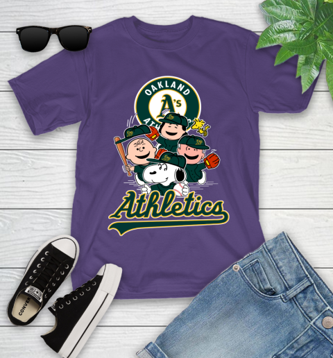 MLB Oakland Athletics Snoopy Charlie Brown Woodstock The Peanuts Movie Baseball T Shirt_000 Youth T-Shirt 3