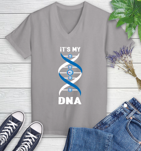 Philadelphia 76ers NBA Basketball It's My DNA Sports Women's V-Neck T-Shirt 4