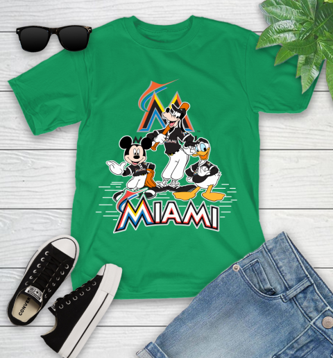 MLB Miami Marlins Mickey Mouse Donald Duck Goofy Baseball T Shirt Youth T-Shirt 8