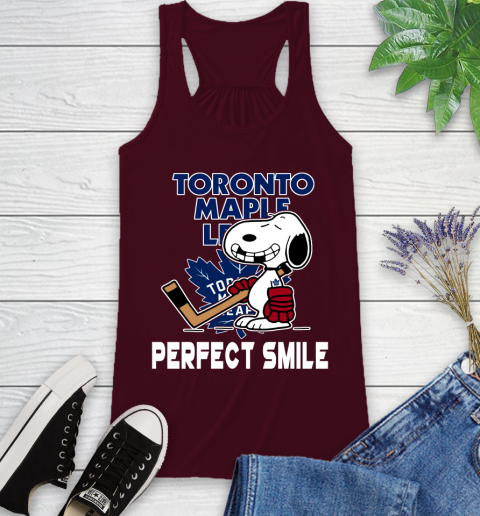 NHL Toronto Maple Leafs Snoopy Perfect Smile The Peanuts Movie Hockey T Shirt Racerback Tank 2