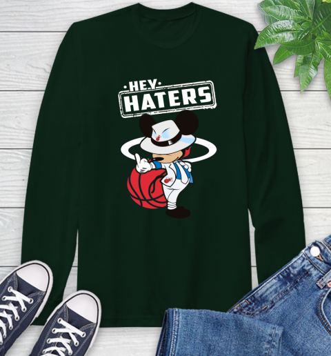 NBA Hey Haters Mickey Basketball Sports Miami Heat Long Sleeve T-Shirt 7