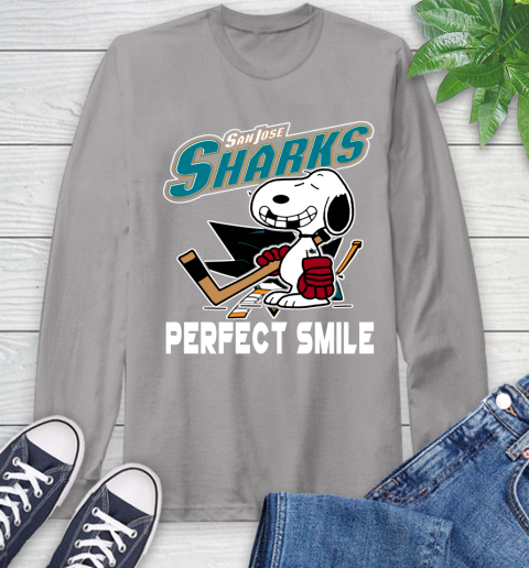 NHL San Jose Sharks Snoopy Perfect Smile The Peanuts Movie Hockey T Shirt Long Sleeve T-Shirt 6