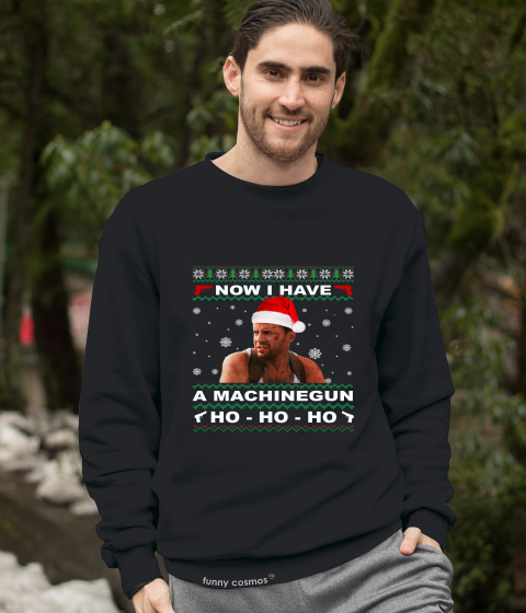 Die Hard Ugly Sweater T Shirt, John McClane T Shirt, Now I Have A Machinegun Ho Ho Ho Tshirt, Christmas Gifts