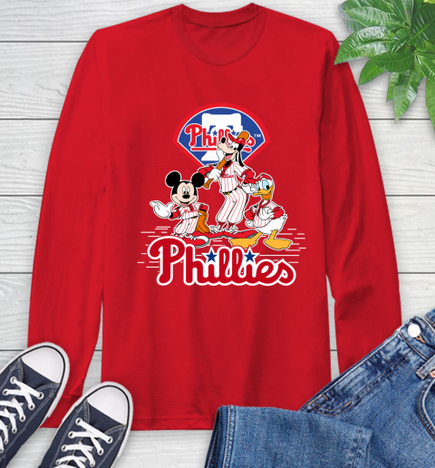 MLB Philadelphia Phillies Mickey Mouse Donald Duck Goofy Baseball T Shirt Long Sleeve T-Shirt 11