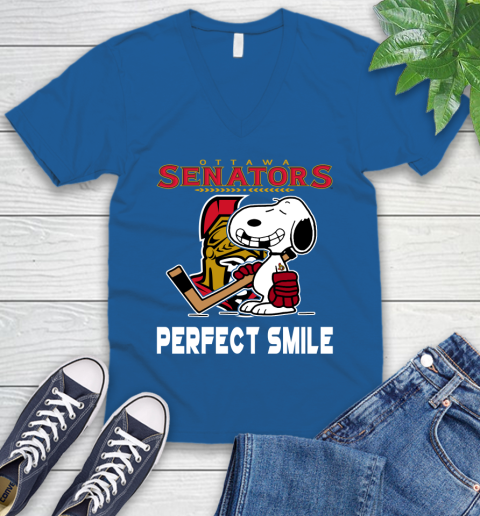 NHL New York Rangers Snoopy Perfect Smile The Peanuts Movie Hockey T Shirt V-Neck T-Shirt 5