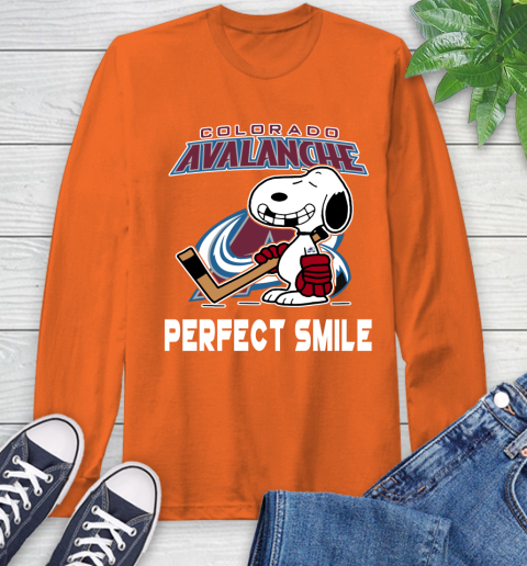 NHL Colorado Avalanche Snoopy Perfect Smile The Peanuts Movie Hockey T Shirt Long Sleeve T-Shirt 4