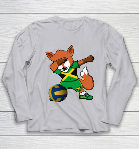 Dabbing Fox Jamaica Volleyball Fans Jersey Jamaican Youth Long Sleeve 5