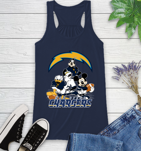NFL San Diego Chargers Mickey Mouse Donald Duck Goofy Football Shirt Racerback Tank 9