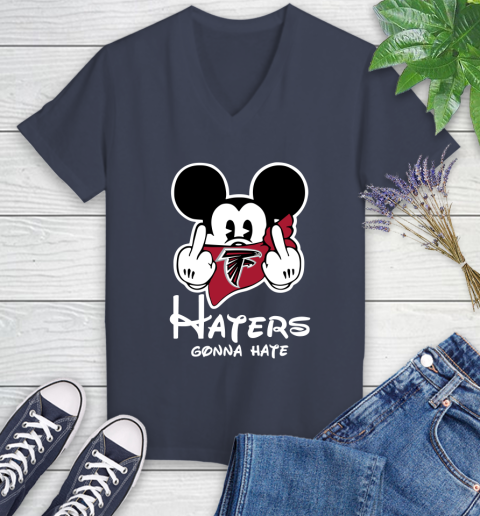 NFL Atlanta Falcons Haters Gonna Hate Mickey Mouse Disney Football T Shirt Women's V-Neck T-Shirt 12