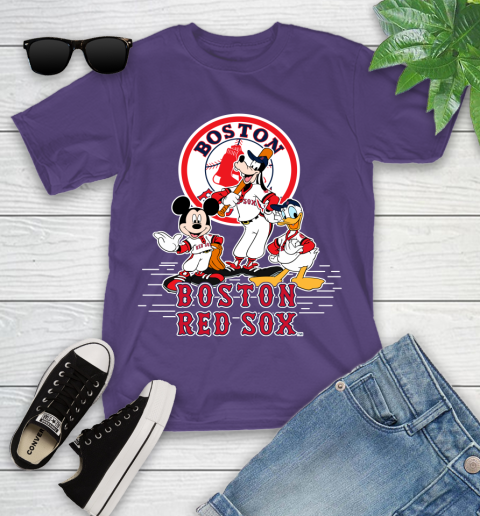 MLB Boston Red Sox Mickey Mouse Donald Duck Goofy Baseball T Shirt Youth T-Shirt 3