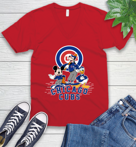 MLB Chicago Cubs Mickey Mouse Donald Duck Goofy Baseball T Shirt V-Neck T-Shirt 6