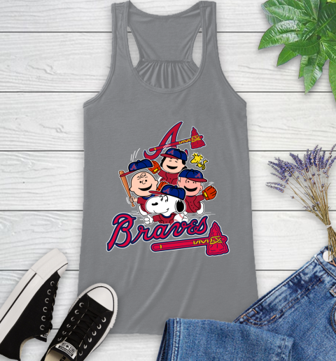 MLB Atlanta Braves Snoopy Charlie Brown Woodstock The Peanuts Movie Baseball T Shirt Racerback Tank 4