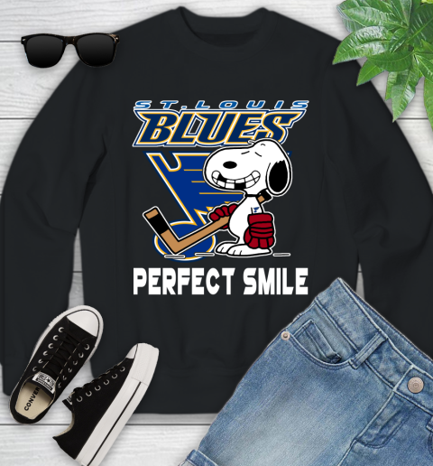 NHL St.Louis Blues Snoopy Perfect Smile The Peanuts Movie Hockey T Shirt Youth Sweatshirt