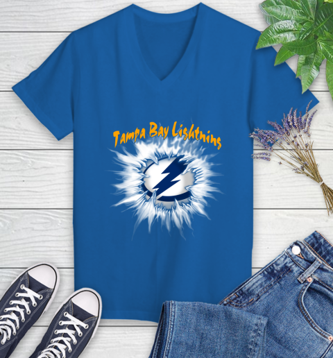 Tampa Bay Lightning NHL Hockey Adoring Fan Rip Sports Women's V-Neck T-Shirt 10