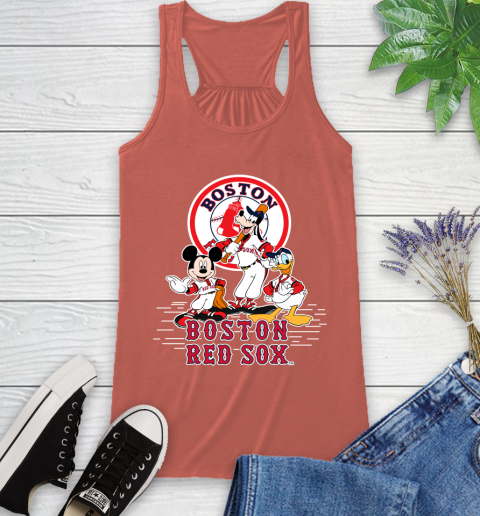 MLB Boston Red Sox Mickey Mouse Donald Duck Goofy Baseball T Shirt Racerback Tank 3