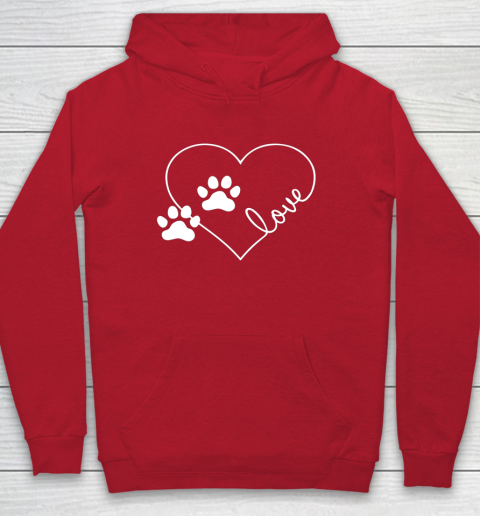 Cute Love Hearts Valentine Day Paw Print Dog Owner Dog Lover Hoodie 15