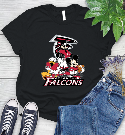 NFL Atlanta Falcons Mickey Mouse Donald Duck Goofy Football Shirt Women's T-Shirt