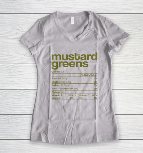 Mustard Greens Nutrition Fact Funny Thanksgiving Christmas Women's V-Neck T-Shirt