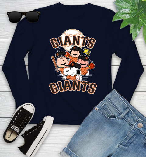 MLB San Francisco Giants Snoopy Charlie Brown Woodstock The Peanuts Movie Baseball T Shirt_000 Youth Long Sleeve 2