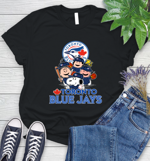 MLB Toronto Blue Jays Snoopy Charlie Brown Woodstock The Peanuts Movie Baseball T Shirt_000 Women's T-Shirt