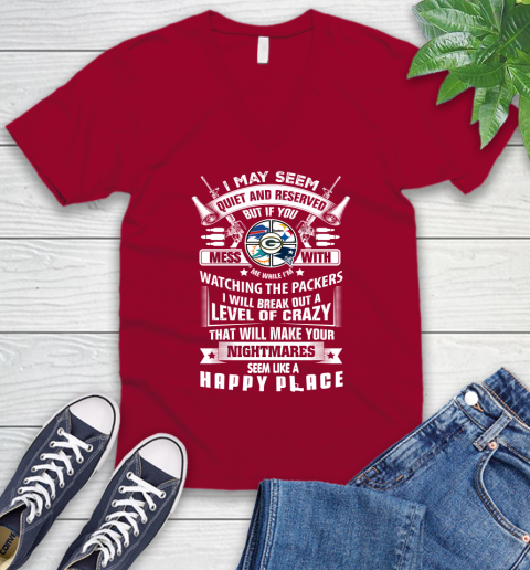 Green Bay Packers NFL Football Don't Mess With Me While I'm Watching My Team Sports V-Neck T-Shirt 7