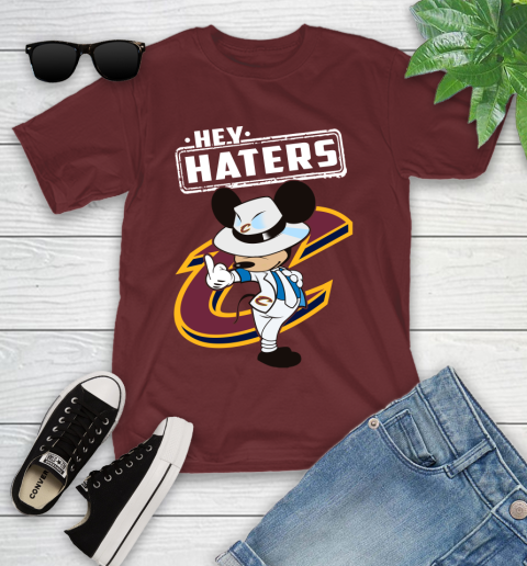 NBA Hey Haters Mickey Basketball Sports Cleveland Cavaliers Youth T-Shirt 14