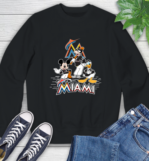 MLB Miami Marlins Mickey Mouse Donald Duck Goofy Baseball T Shirt Sweatshirt