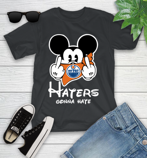 NHL Edmonton Oilers Haters Gonna Hate Mickey Mouse Disney Hockey T Shirt Youth T-Shirt