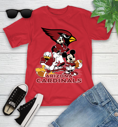 NFL Arizona Cardinals Mickey Mouse Donald Duck Goofy Football Shirt Youth T-Shirt 13