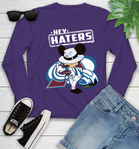 NHL Hey Haters Mickey Hockey Sports Colorado Avalanche Youth Long Sleeve 4