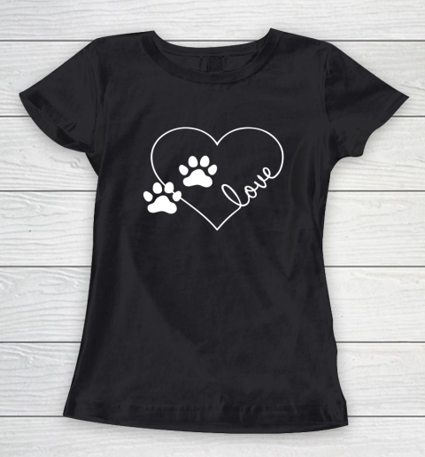Cute Love Hearts Valentine Day Paw Print Dog Owner Dog Lover Women's T-Shirt