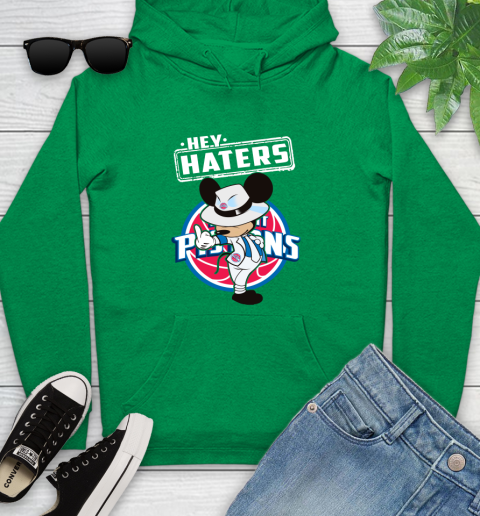 NBA Hey Haters Mickey Basketball Sports Detroit Pistons Youth Hoodie 9