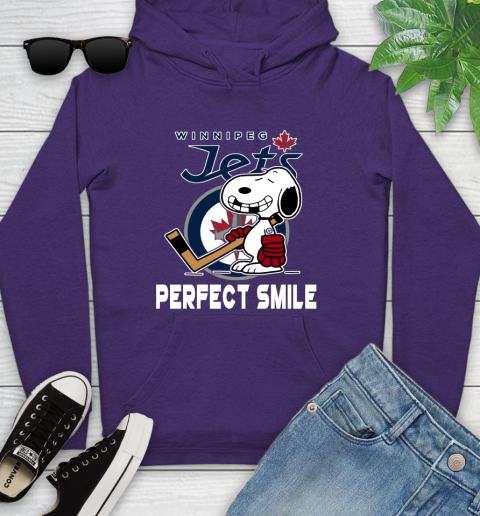 NHL Winnipeg Jets Snoopy Perfect Smile The Peanuts Movie Hockey T Shirt Youth Hoodie 5