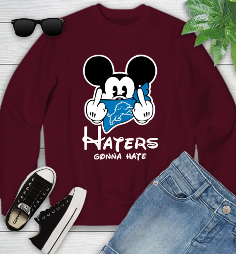 NFL Detroit Lions Haters Gonna Hate Mickey Mouse Disney Football T Shirt Youth Sweatshirt 4