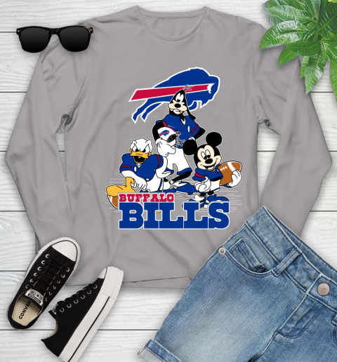 NFL Buffalo Bills Mickey Mouse Donald Duck Goofy Football Shirt Youth Long Sleeve 5