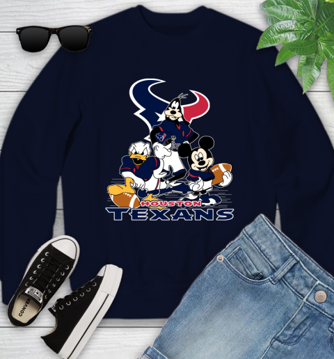 NFL Houston Texans Mickey Mouse Donald Duck Goofy Football Shirt Youth Sweatshirt 2