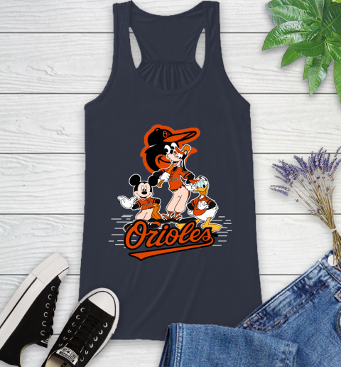 MLB Baltimore Orioles Mickey Mouse Donald Duck Goofy Baseball T Shirt Racerback Tank 10
