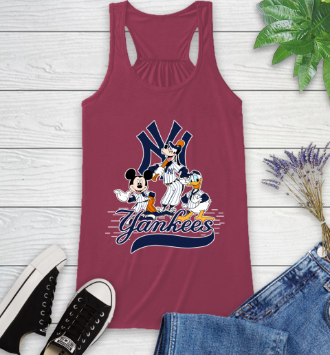 MLB New York Yankees Mickey Mouse Donald Duck Goofy Baseball T Shirt Racerback Tank 7