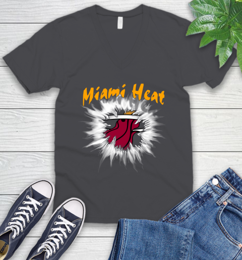 Miami Heat NBA Basketball Rip Sports V-Neck T-Shirt 4