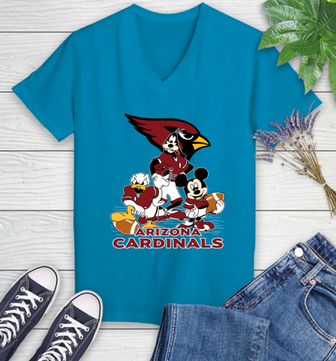 NFL Arizona Cardinals Mickey Mouse Donald Duck Goofy Football Shirt Women's V-Neck T-Shirt 7